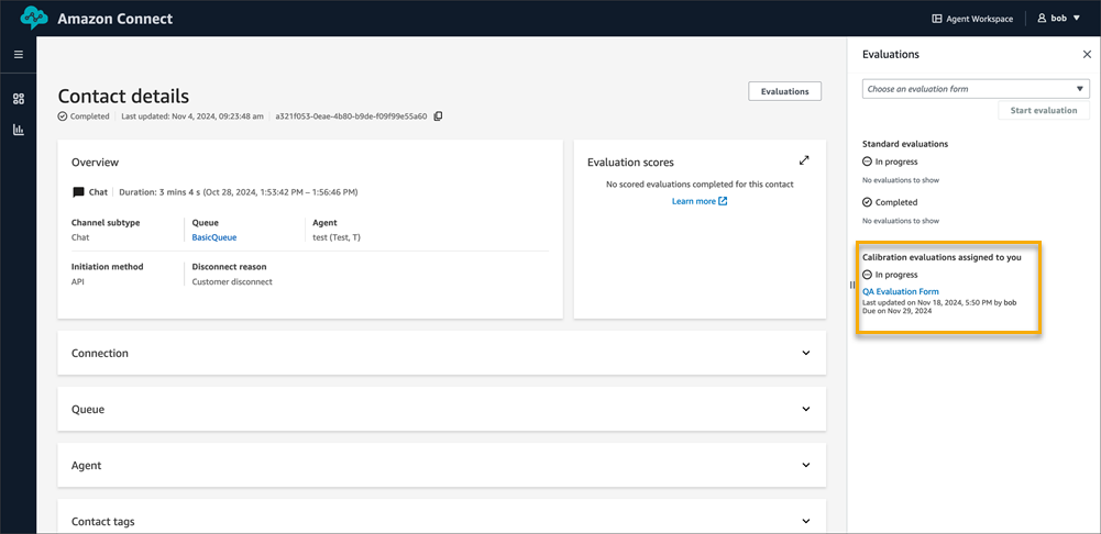 Diagrama de las evaluaciones de calibración que se le han asignado