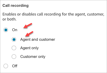 La página de propiedades del bloque Establezca el comportamiento para las grabaciones y los análisis para el registro de llamadas.
