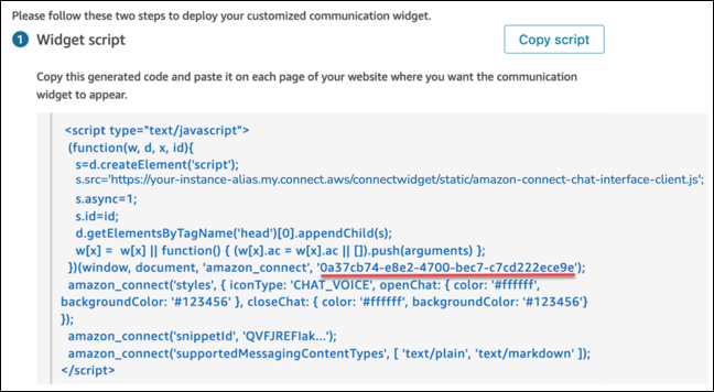 Script del widget de comunicaciones.