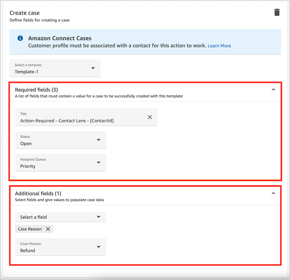 Rellene los campos obligatorios y añada campos de caso opcionales para rellenar los datos del caso.