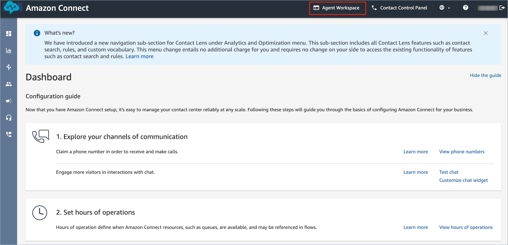 La página Perfiles de clientes y el botón resaltado que abre el espacio de trabajo del agente.