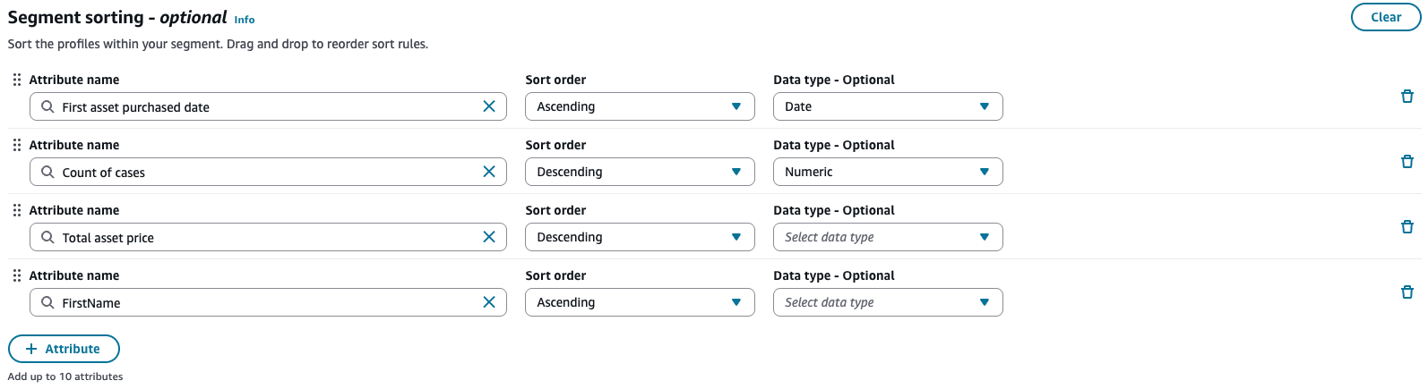 La configuración Habilitar la clasificación para los resultados de los segmentos.