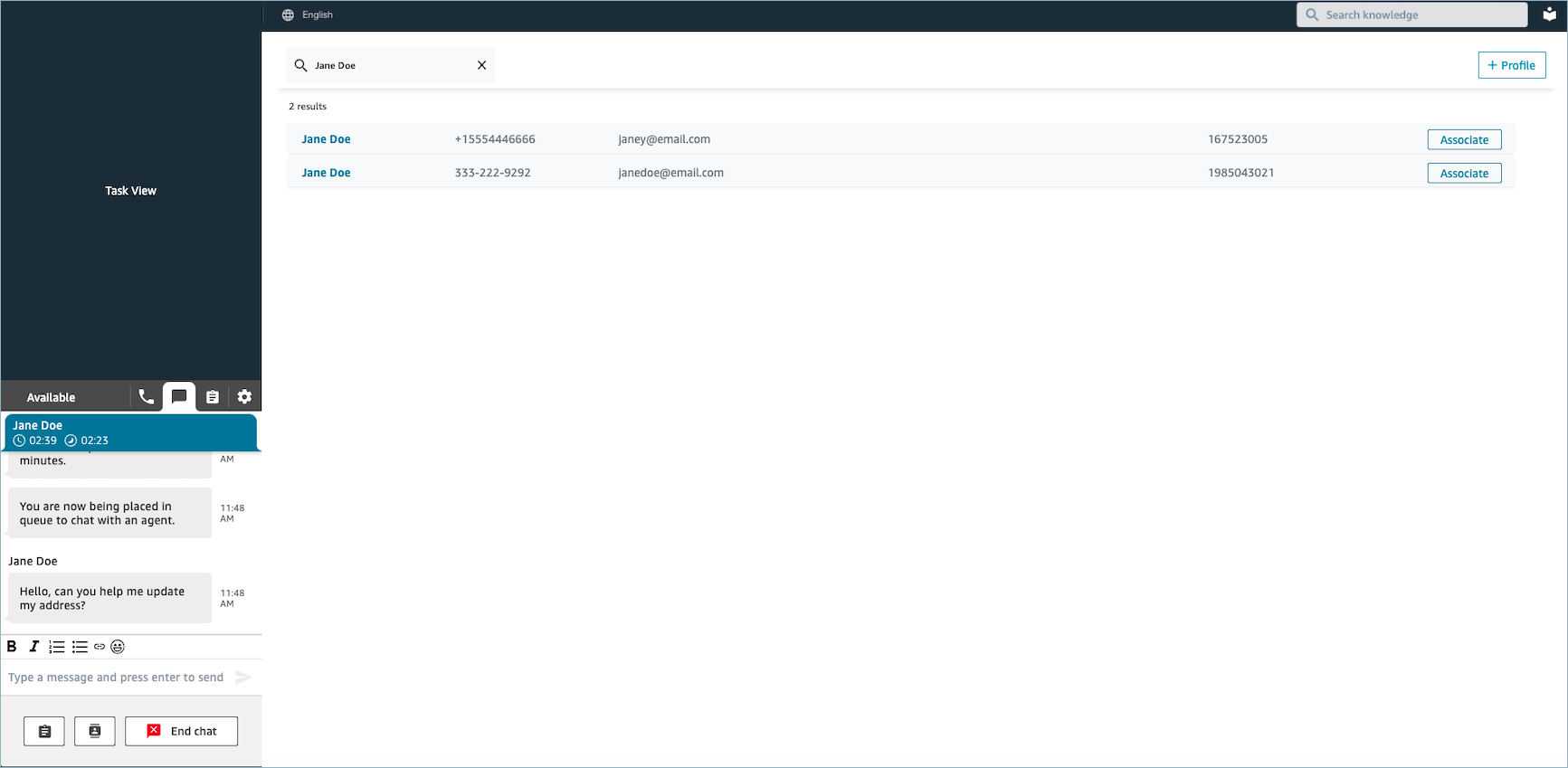 Resultados completados automáticamente en varios perfiles para la misma llamada o chat.