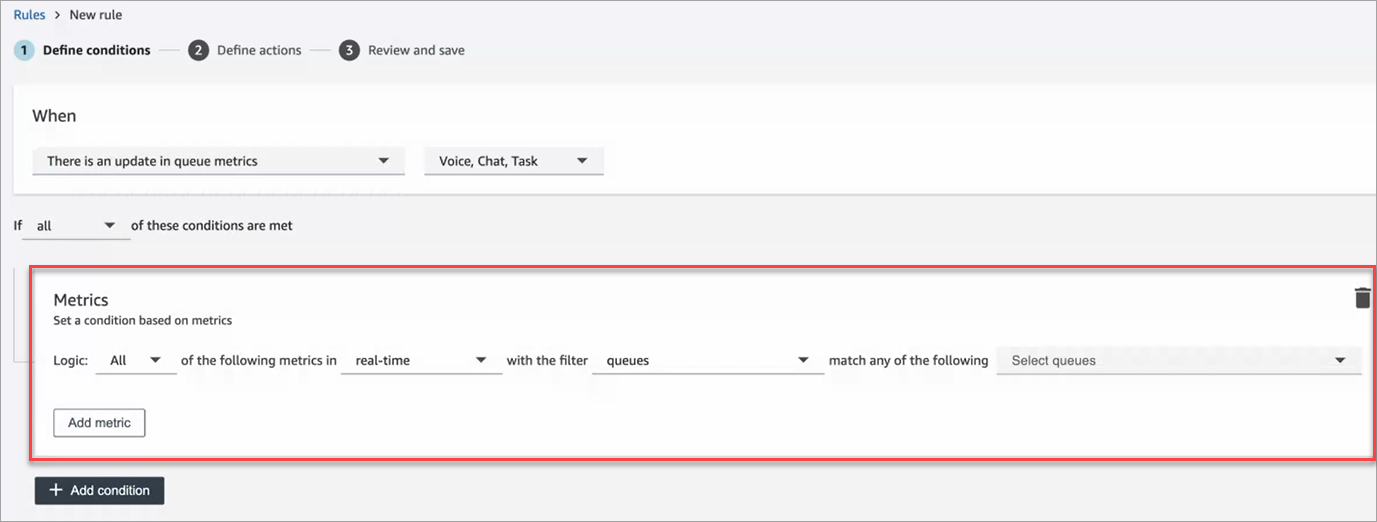 La condición para cuando se actualiza una métrica en tiempo real.