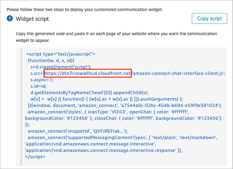 El script del widget.