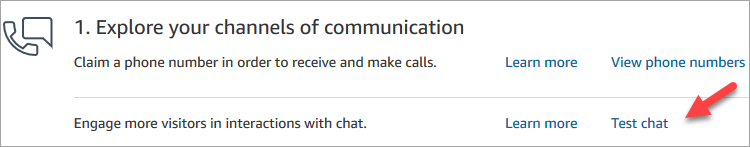 La página del panel, el enlace del chat de texto.
