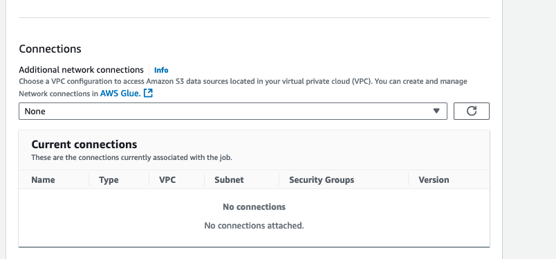 Captura de pantalla que muestra los detalles de las conexiones en la conexión v2.
