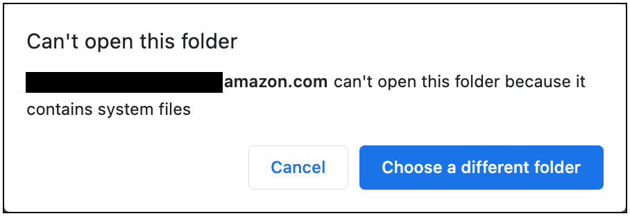 Aparece el mensaje de error «No se puede abrir esta carpeta» en Infrastructure Composer