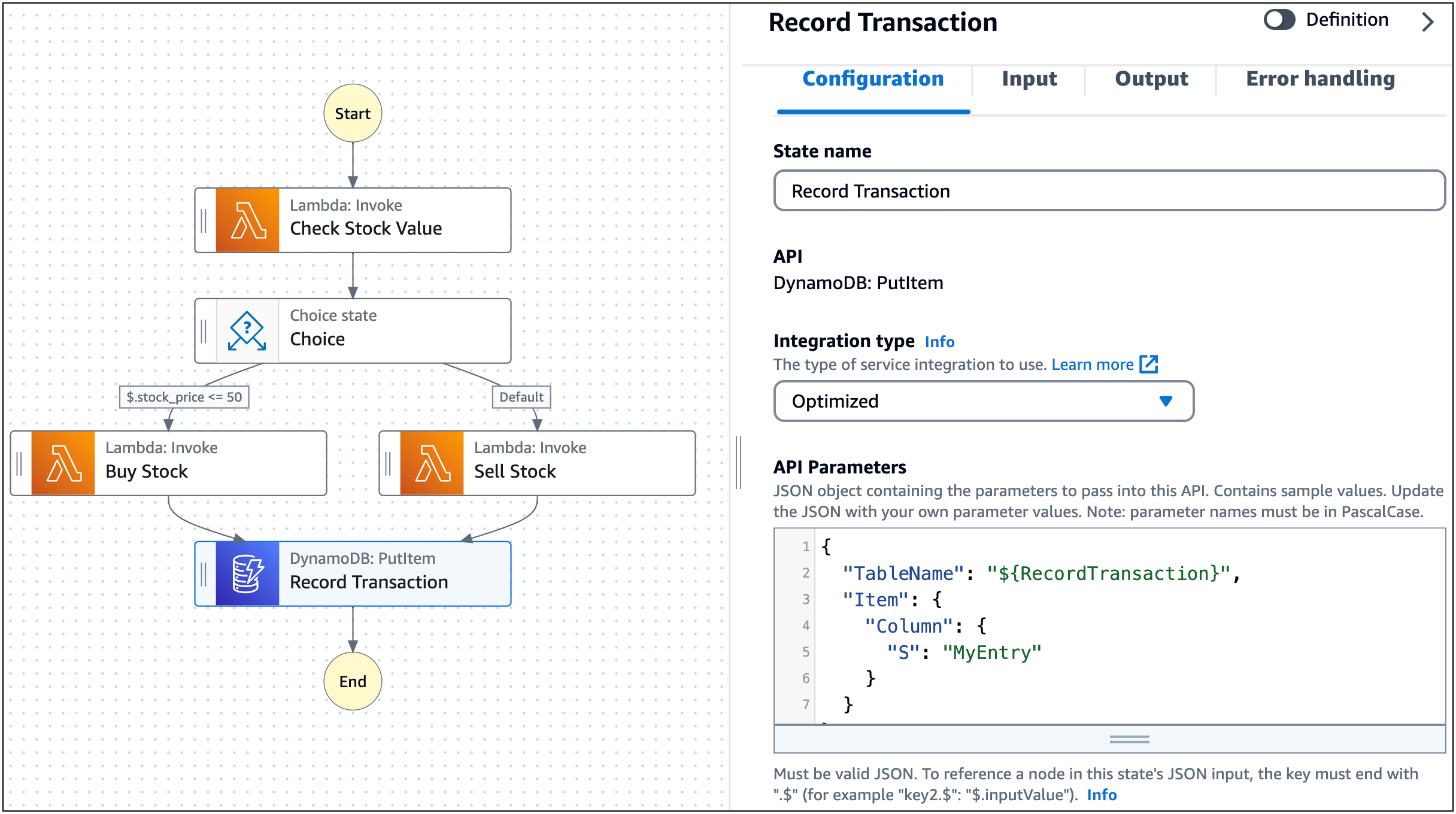 La pestaña Configuración de una tarea enWorkflow Studio.