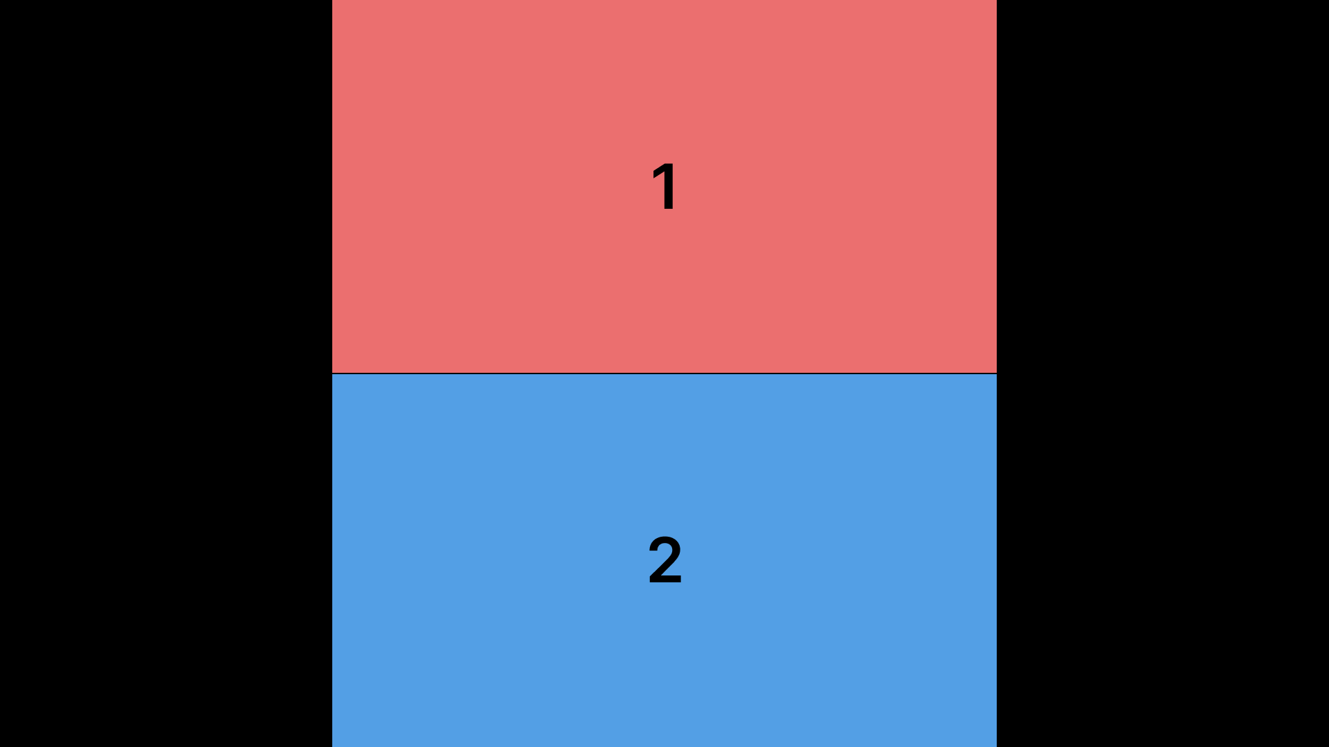 Two colored rectangles labeled with numbers: pink rectangle with "1" and blue rectangle with "2".