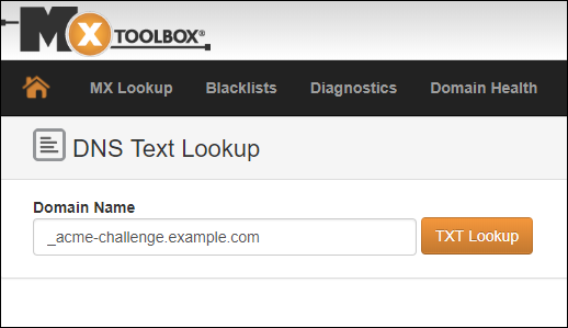 MXToolbox Búsqueda de registros TXT.