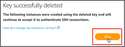 Mensaje Default key deleted (Clave predeterminada eliminada)