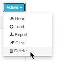 Dropdown menu showing options: Read, Load, Export, Clear, and Delete.