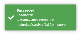 Green success notification showing file loaded from server path.