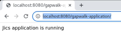 Mensaje de confirmación que indica que la aplicación jics se está ejecutando.