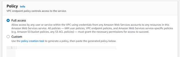 Política con acceso total seleccionado.
