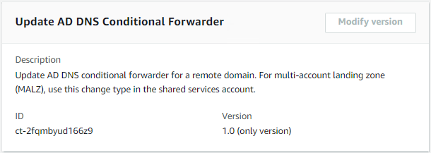 Update AD DNS Conditional Forwarder change type details for a remote domain.
