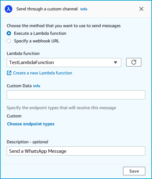 Un ejemplo de cómo configurar una actividad de Lambda.