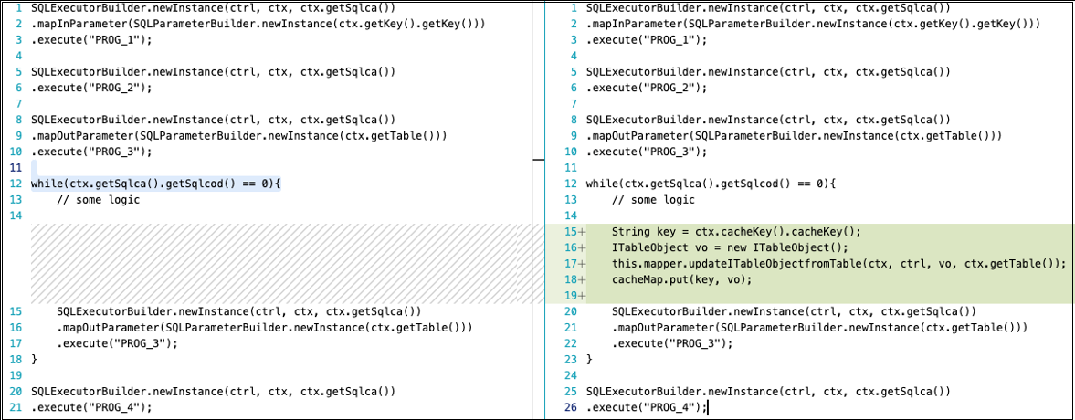 Ejemplo de optimizaciones de almacenamiento en caché con Builder. SQLExecution