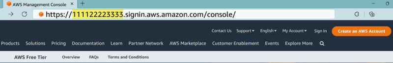Ejemplo de URL de inicio de sesión de usuario de IAM.