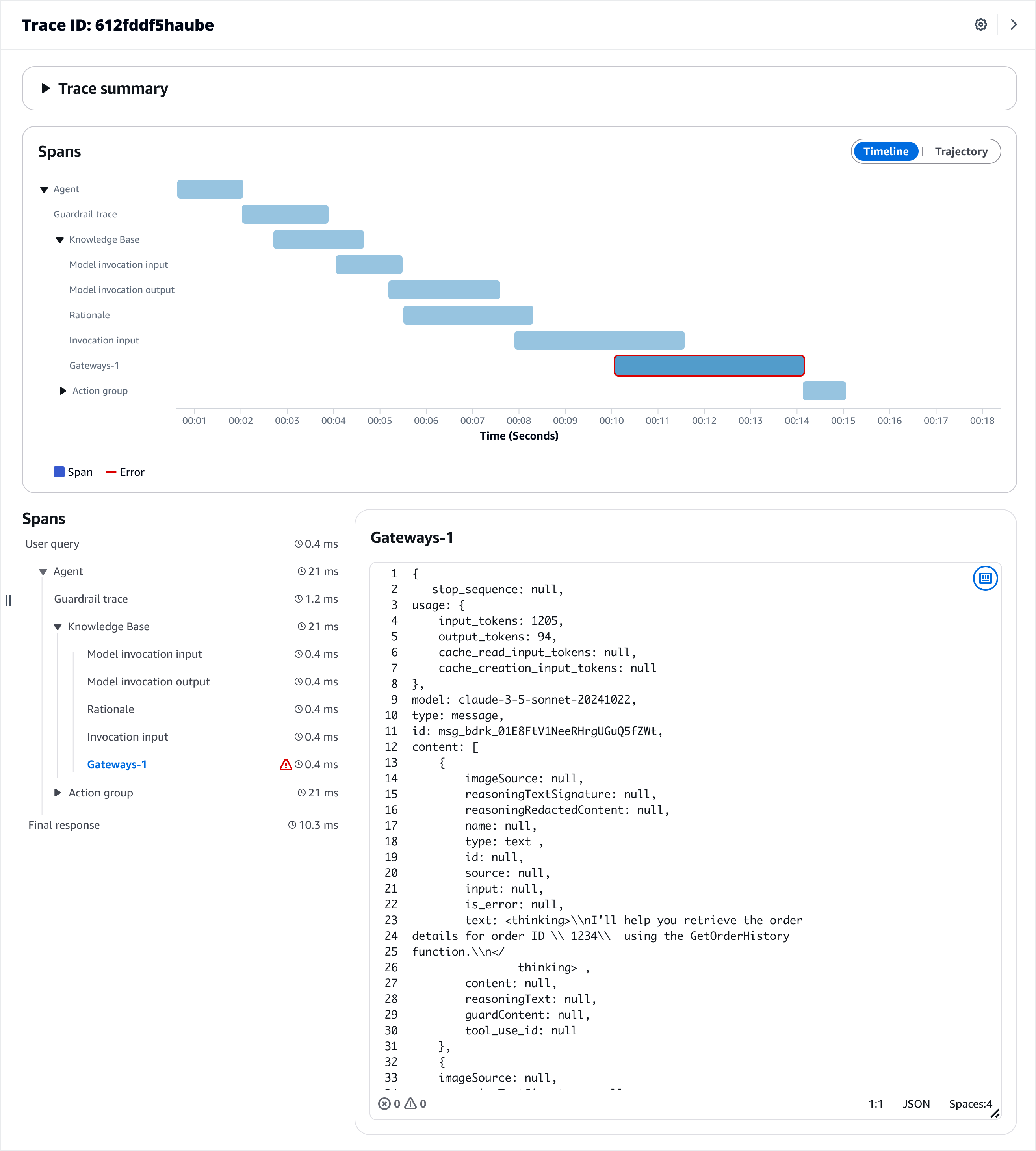 Vue récapitulative des traces