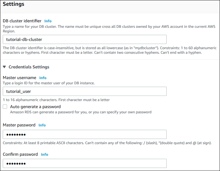 Sections des paramètres