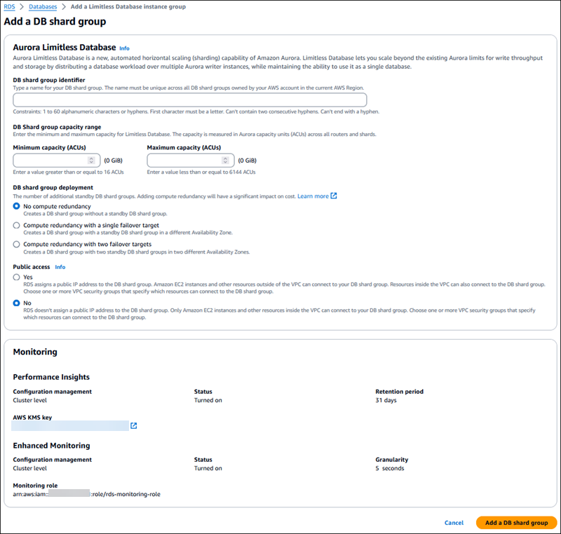 Ajoutez un groupe de partitions de base de données.