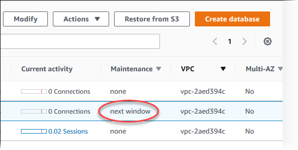 Une action de maintenance est disponible et sera appliquée lors de la fenêtre de maintenance suivante.