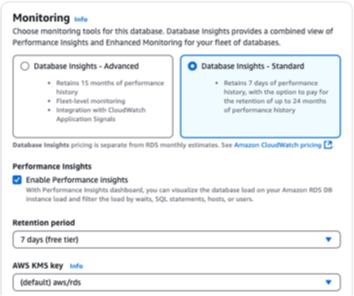 Activer Performance Insights lors de la création d’une instance de base de données ou cluster de bases de données Multi-AZ avec la console