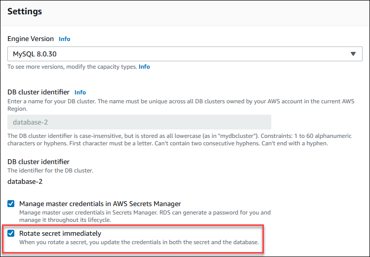 Effectuer immédiatement une rotation du secret de mot de passe d’utilisateur principal
