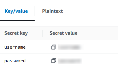 Afficher des secrets dans AWS Secrets Manager.