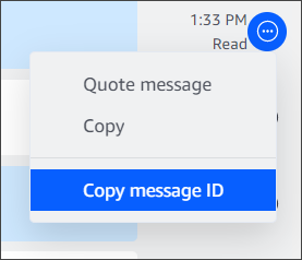 Menu affichant la commande Copier l'identifiant du message.