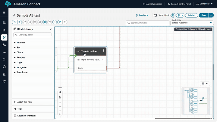 GIF qui montre comment ajouter un nouveau bloc depuis l’onglet Connexions.