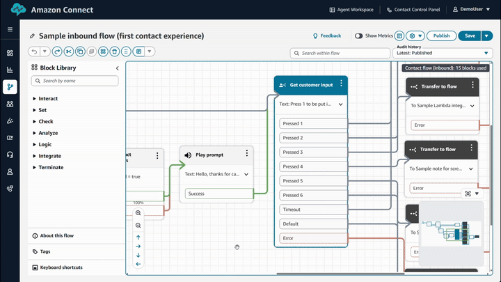 GIF qui montre comment tracer les branches entrantes vers un bloc.