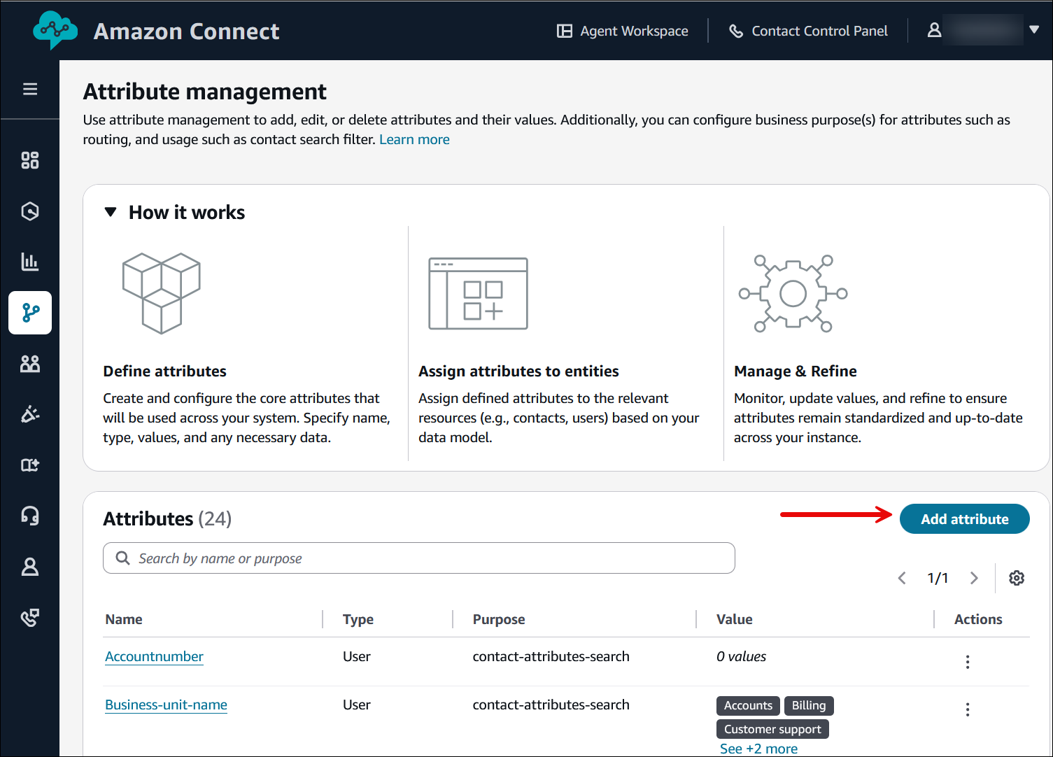 Page Gestion des attributs, bouton Ajouter un attribut.