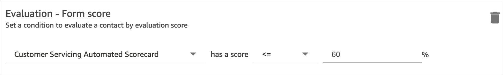 Le score d’un autre formulaire d’évaluation.