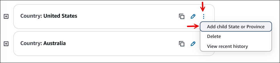 Option d’ajout d’un enfant pour le niveau 1.