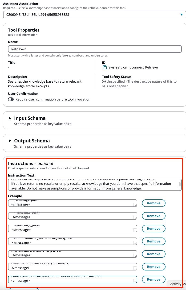 Récupérer les instructions de l'outil