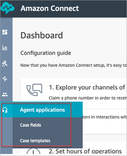 Option des applications d’agent dans le menu de navigation.