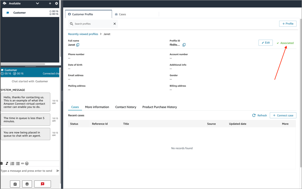 Statut Associé sur la page Profil client
