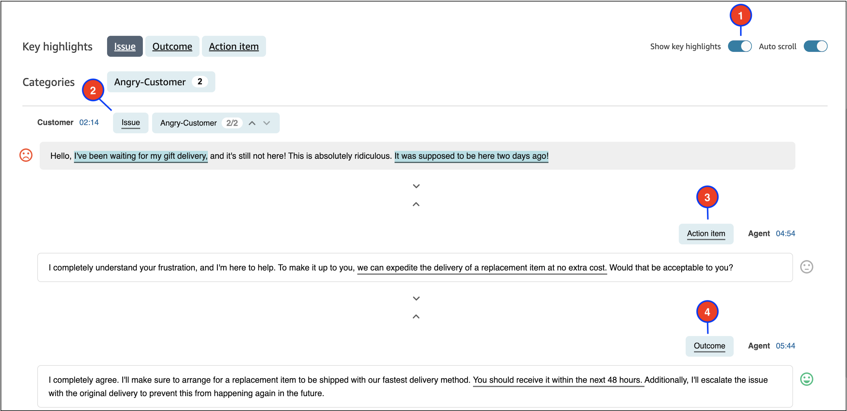 Principaux points forts sur la page Détails de contact.