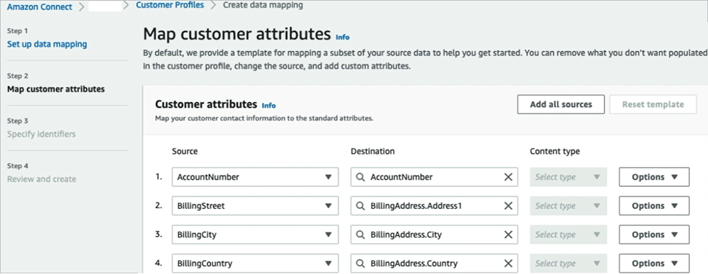 Menu de navigation Amazon Connect, page Attribution du client.