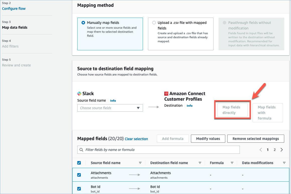La section Méthode de mappage.