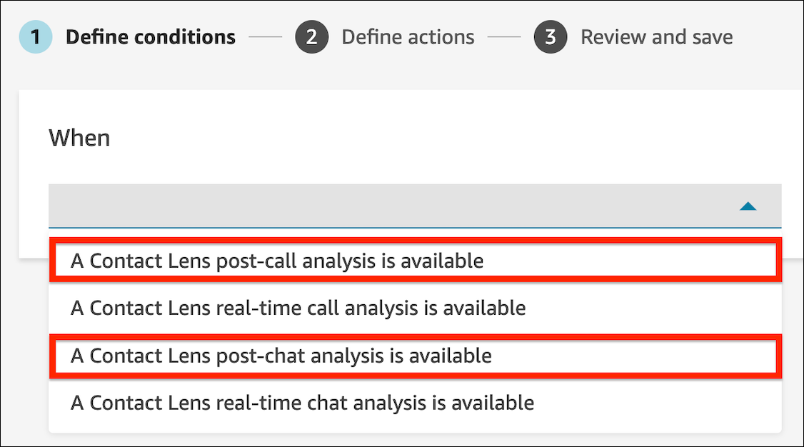 Les options d’analyse après appel et d’analyse post-chat.