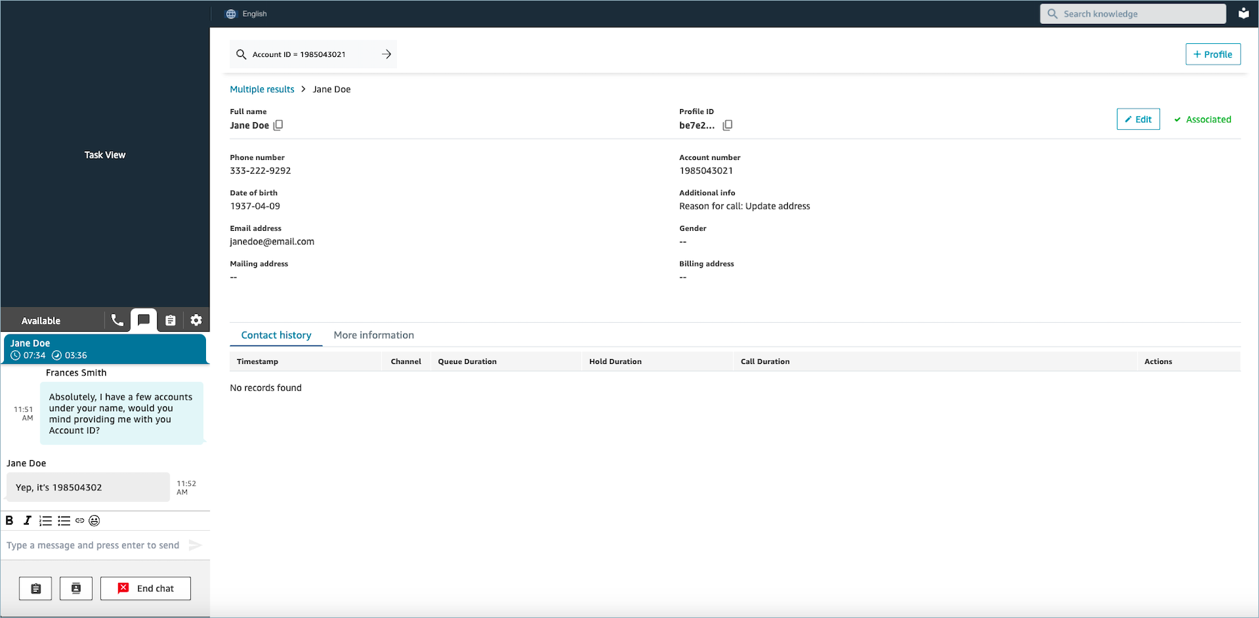 Résultats propagés automatiquement dans plusieurs profils pour le même appel ou chat.
