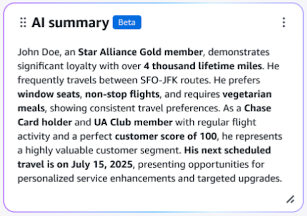 Widget de résumés générés par l’IA générative