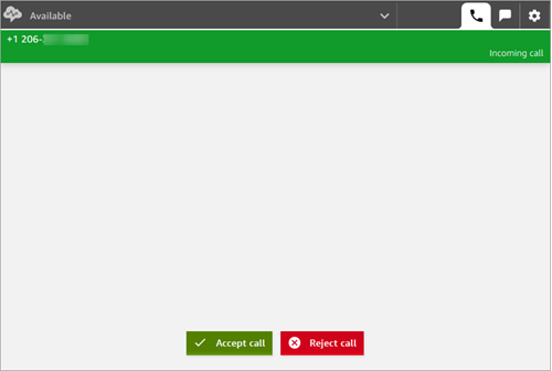 CCP défini sur Disponible, appel entrant.