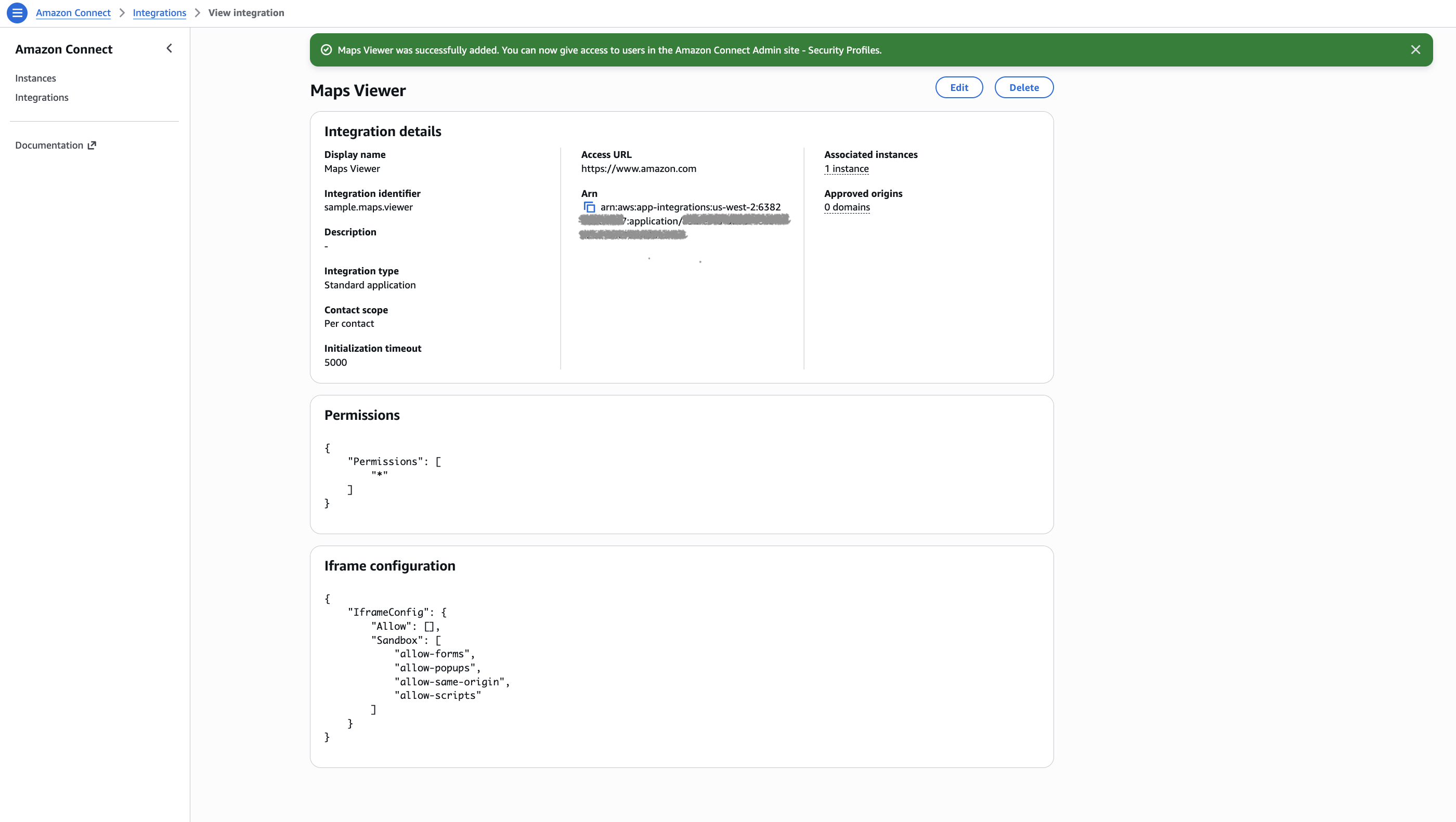 Octroi d’autorisations à l’application pour l’intégration des données de l’espace de travail.