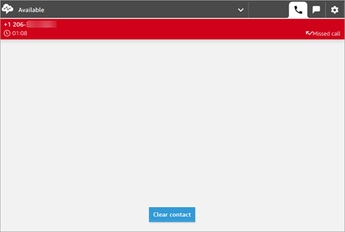 CCP définit sur Disponible, appel manqué, bouton Fermer le contact.
