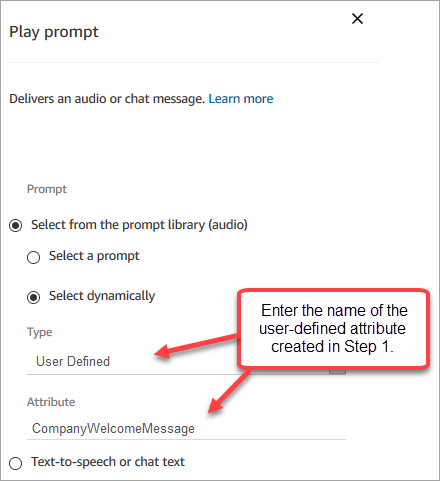 Page des propriétés du bloc Lire l'invite.